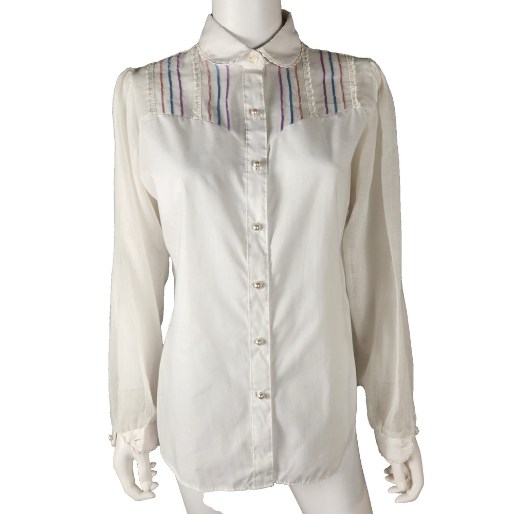 VTG 70s/80s Panhandle Slim Western Cowgirl Rodeo Women's Button-Up 14/36